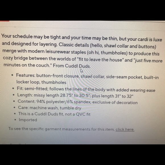 Cuddl Duds fleecewear stretch button blazer/cardi - Picture 16 of 16